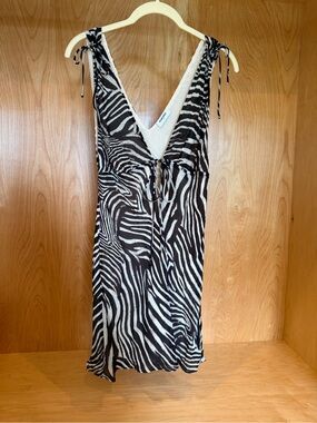 Women Zebra-Print Tie-Shoulder Dress